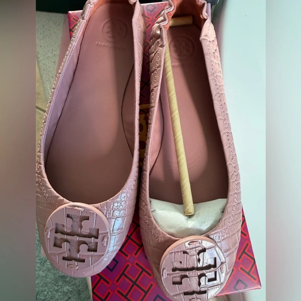 Tory Burch Minnie Travel Ballet flats - soft croco embossed